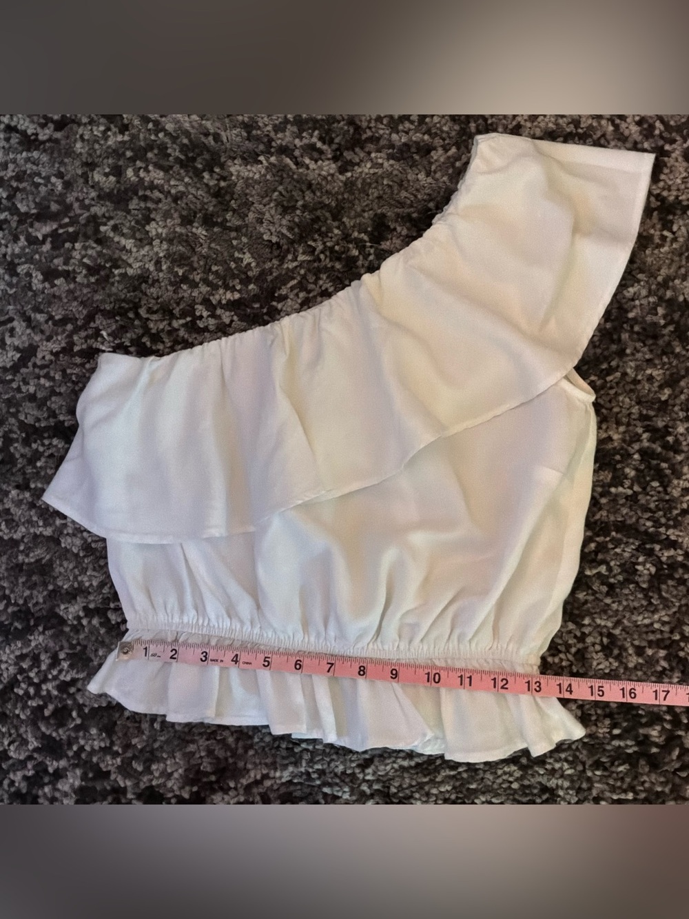 🌙✨Japna White One-Shoulder Ruffle Top - Picture 13 of 14